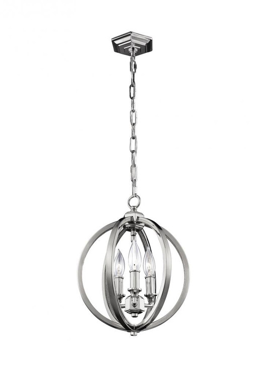 Corinne Small Pendant, 3-Light, Polished Nickel, 11.25"Dia (F3059/3PN 706X564)