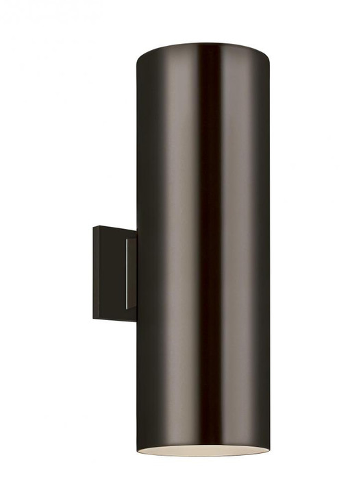 Outdoor Cylinders Outdoor Wall Lantern, 2-Light, Bronze, Tempered Glass Shade, 18.25"H (8313902-10 70732LX)