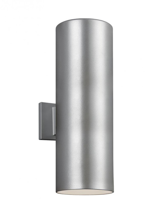 Outdoor Cylinders Outdoor Wall Lantern, 2-Light, Painted Brushed Nickel, Tempered Glass Shade, 18.25"H (8313902-753 70732M0)