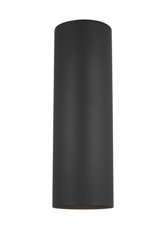 Outdoor Cylinders Outdoor Wall Lantern, 2-Light, LED, Black, Tempered Glass Shade, 18.25"H (8313902EN3-12 70732M2)