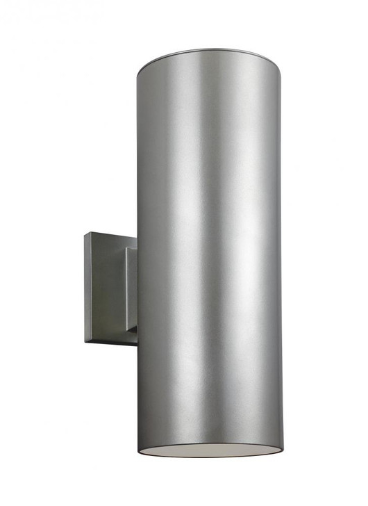 Outdoor Cylinders Outdoor Wall Lantern, 2-Light, LED, Painted Brushed Nickel, Tempered Glass Shade, 14.25"H (8413897S-753 70732M9)