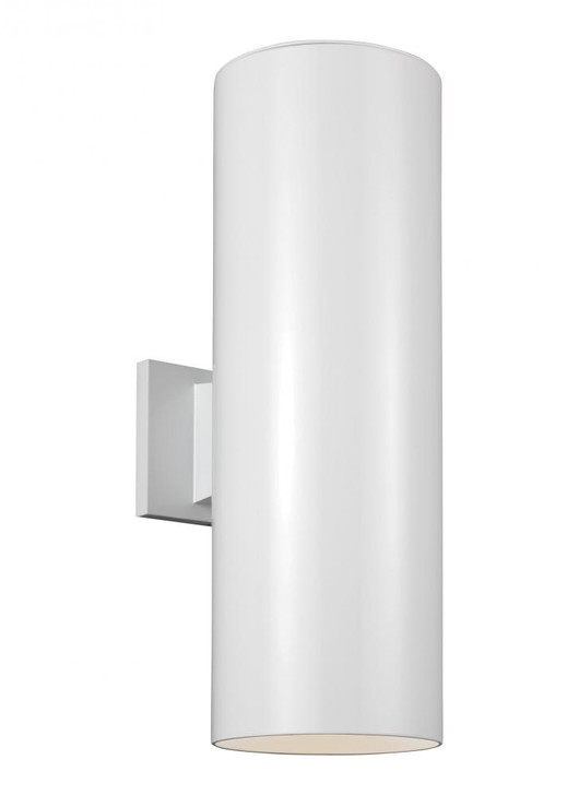 Outdoor Cylinders Outdoor Wall Lantern, 2-Light, LED, White, Tempered Glass Shade, 18.25"H (8413997S-15 70732MC)