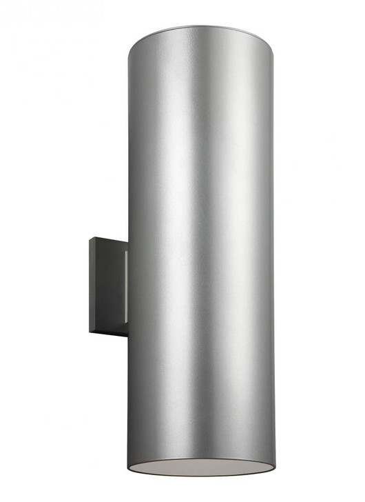 Outdoor Cylinders Outdoor Wall Lantern, 2-Light, LED, Painted Brushed Nickel, Tempered Glass Shade, 18.25"H (8413997S-753 70732MD)