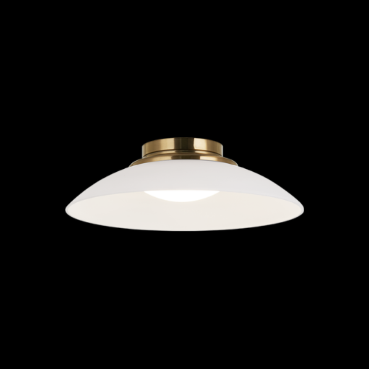 Luna Flush Mount, 1-Light, LED, Aged Gold Brass, Frosted Glass Shade, 13.88"W (M16411AGFR 3060MPN)