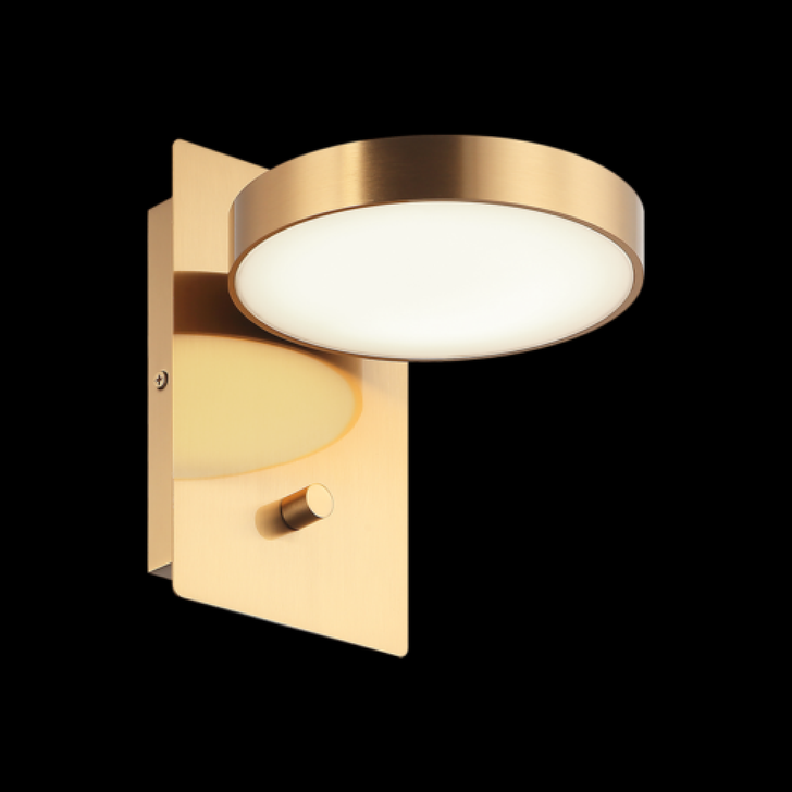 Azton Wall Sconce, 1-Light, LED, Aged Gold Brass, White Acrylic Shade, 8"H (S01801AG 3060NQK)