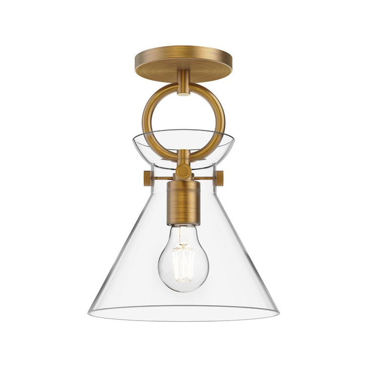 Emerson Semi-Flush Mount, 1-Light, Aged Gold, Clear Glass, 12"H (SF412509AGCL 706WRAY)