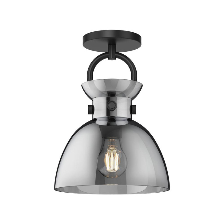 Waldo Semi-Flush Mount, 1-Light, Matte Black, Smoked Solid Glass, 12"H (SF411809MBSM 706WRAU)