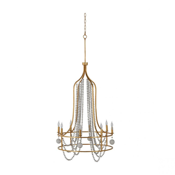 Neville Chandelier, 8-Light, Vintage Gold, Distressed Ivory, 30.5"W (SCH-166010 8021V93)