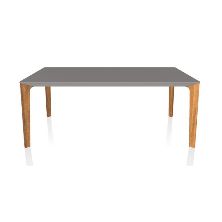 Versus Table, Walnut, Velvet Matte Light Gray Glass Top, 78.75"W (20.52 L006 C186S 8021VAC)