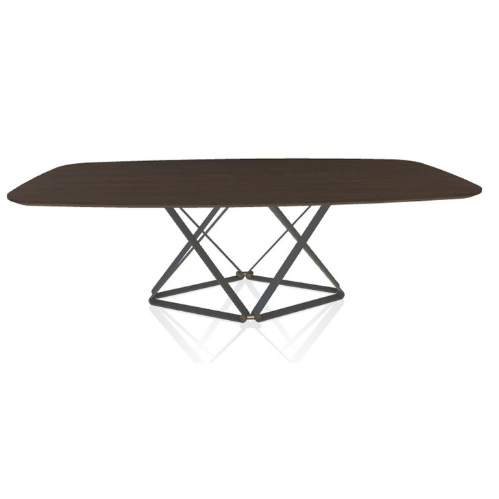 Delta Table, Anthracite Frame, Natural Silver Decorative Details, Spessart Oak Wood Veneer Top, 98.43"W (53.26 L002 M310 M326 8021VAQ)