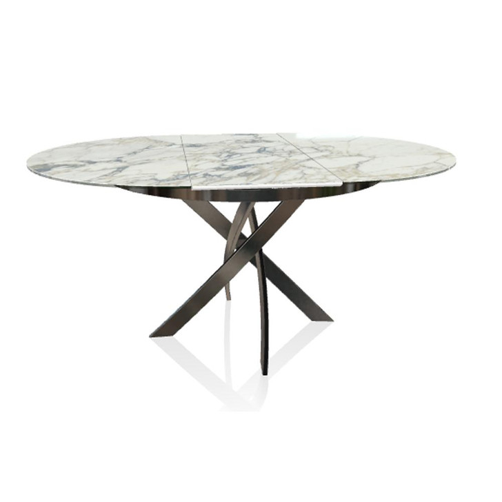 Barone Table, Natural Silver, Glossy Arabescato Marble Top, 68.9"W (52.86 M326 CM003A CM003 8021VAL)