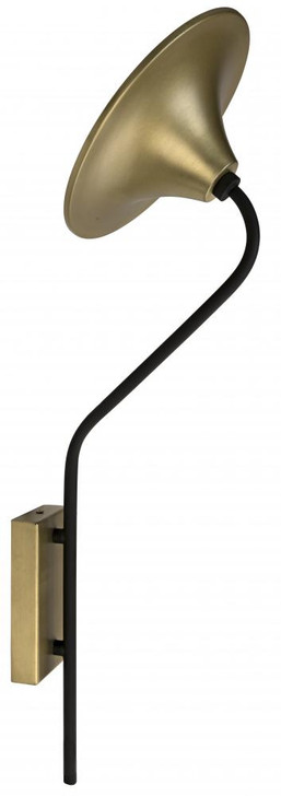 Messala Wall Sconce, 1-Light, Matte Black, Antique Brass, 9"W (LAMP725MTB YUU6013GX3)