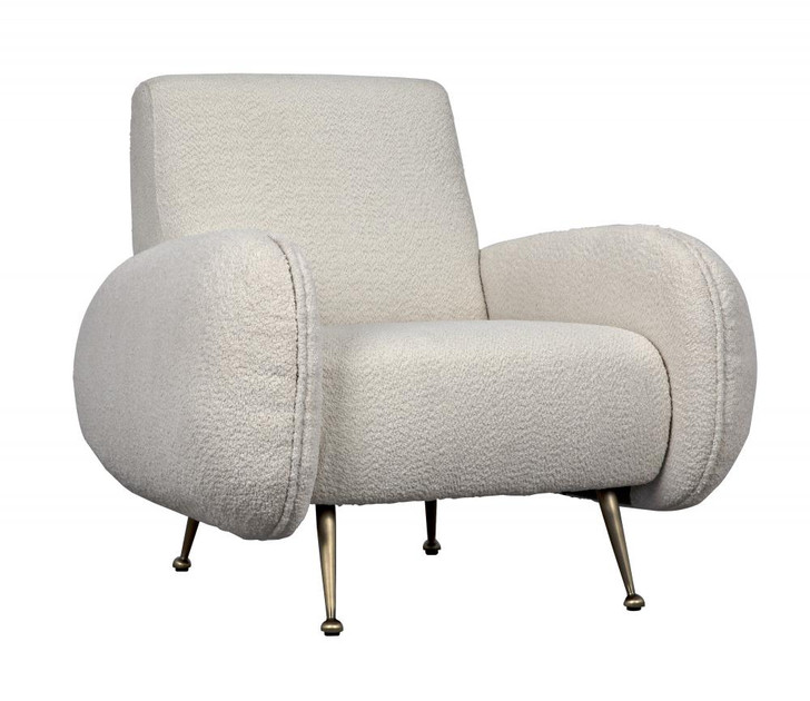 Hera Lounge Chair, Antique Brass, Boucle Off-White Fabric, 32.5"H (LEA-C0454-1D YUU6013HXG)