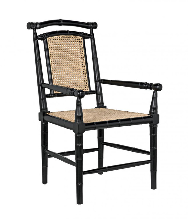 Colonial Bamboo Arm Dining Chair, Hand-Rubbed Black, 40"H (GCHA126AHB YUU6013JVG)