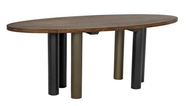 Journal Dining Table, Dark Walnut, Matte Black & Aged Brass Base, 79"W (GTAB572DW YUU6013KV9)