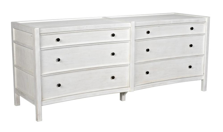 Hampton Dresser, 6-Drawer, White Wash, 74"W GDRE241WH-2, Noir GDRE241WH-2 YUU6013LVC