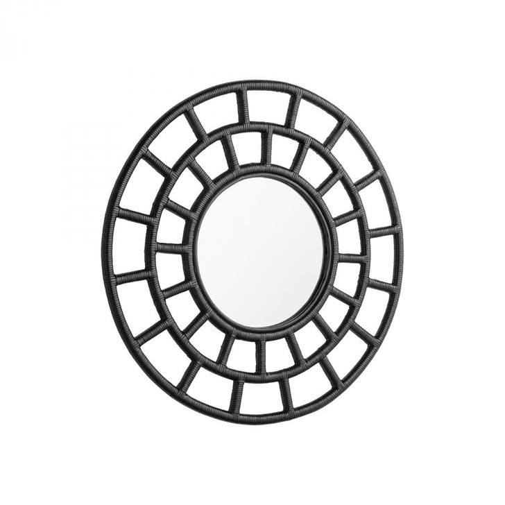Comoros Mirror, Small, Black, Rattan, Wood, Mirrored , 35.5"H (11601 MKNV9)