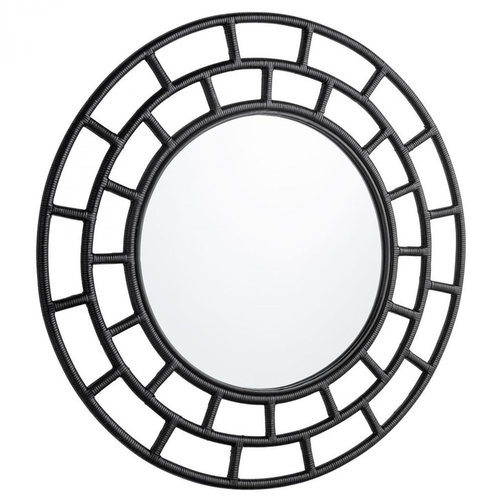 Comoros Mirror, Large, Black, Rattan, Wood, Mirrored , 48"H (11602 MKNVA)