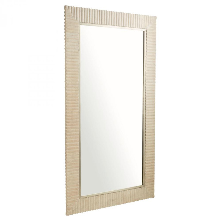 Estriada Floor Mirror, Cerused White, Mango Wood, Mirrored, 84"H (11614 MKNVP)