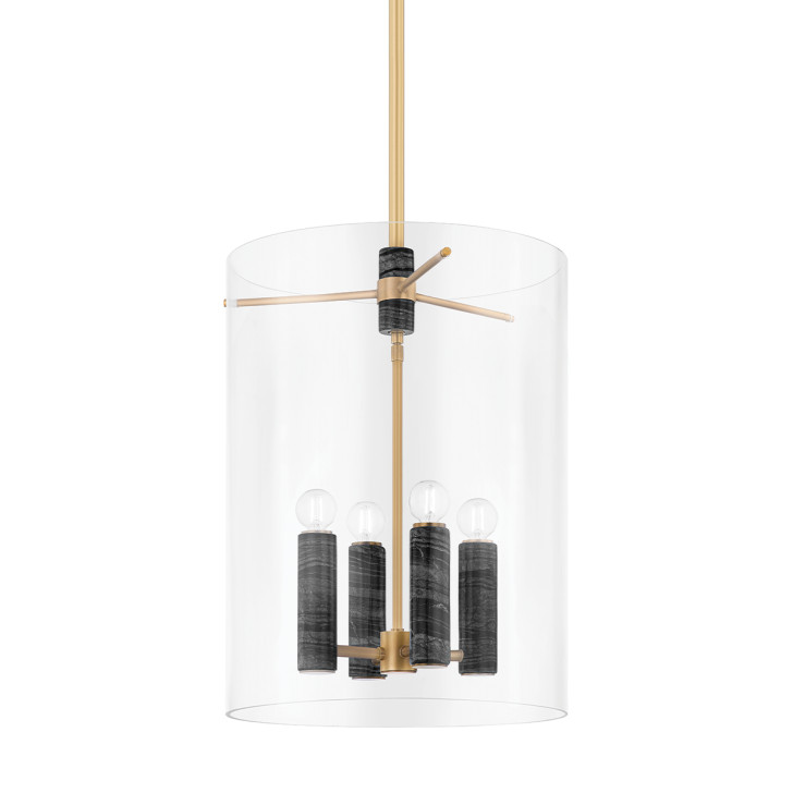 Adonis Lantern Pendant, 4-Light, Vintage Brass, 16"W (359-22-VB 95F7)