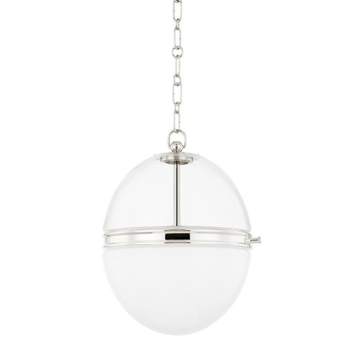 Donnell Pendant, 1-Light, Polished Nickel, Clear Glass Shade, 12.5"W (3815-PN XE0V)