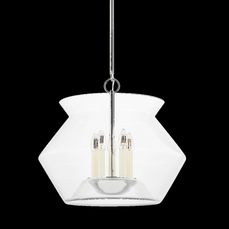 Edmonton Lantern, 5-Light, Polished Nickel, Clear Glass Shade, 20.75"W (8121-PN ACJXT)