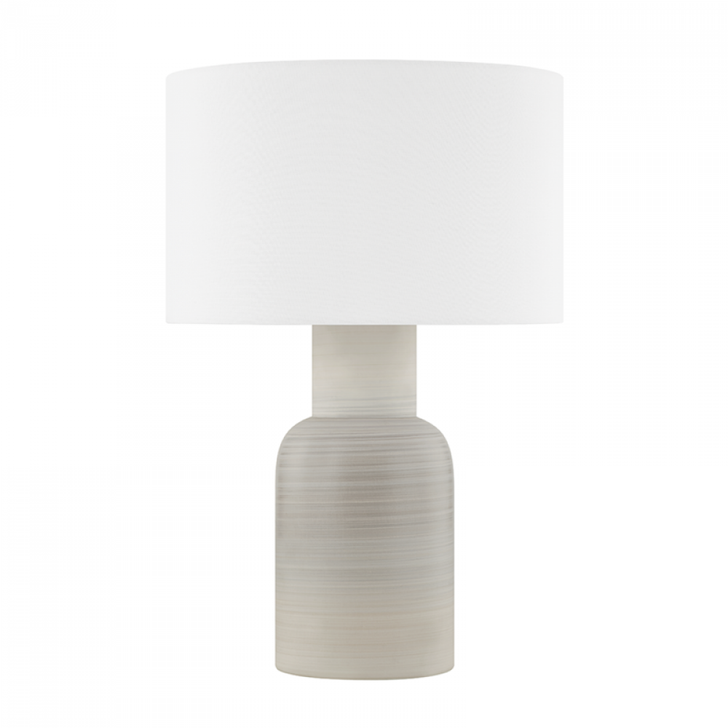Breezy Point Table Lamp, 1-Light, Aged Brass/Matte Dune Ceramic, White Linen Shade, 24.75"H (L2060-AGB/CMD ACJYL)