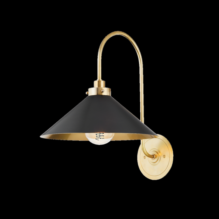 Clivedon Wall Sconce, 1-Light, Aged Brass, Black Shade, 16"H (MDS1400-AGB/DB ACJYY)