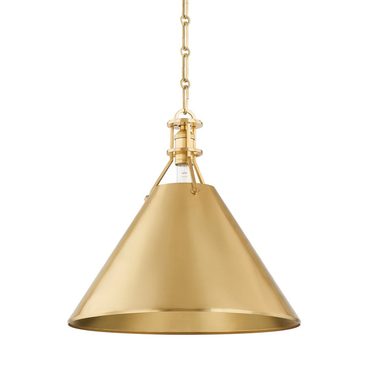 Metal No.2 Pendant, 1-Light, Aged Brass, Brass Shade, 16"W (MDS952-AGB ACKVZ)