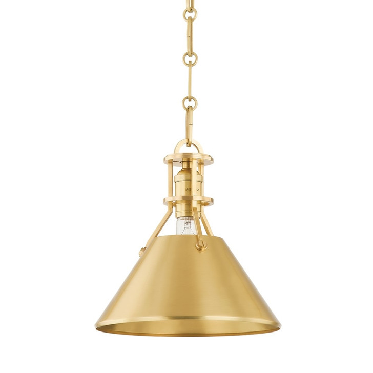 Metal No.2 Pendant, 1-Light, Aged Brass, Brass Shade, 9.5"W (MDS951-AGB ACKVY)