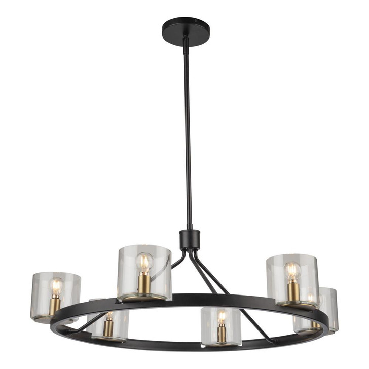 Salinas Chandelier, 6-Light, Black and Brass, 29"W (AC11826BB 340432JK)