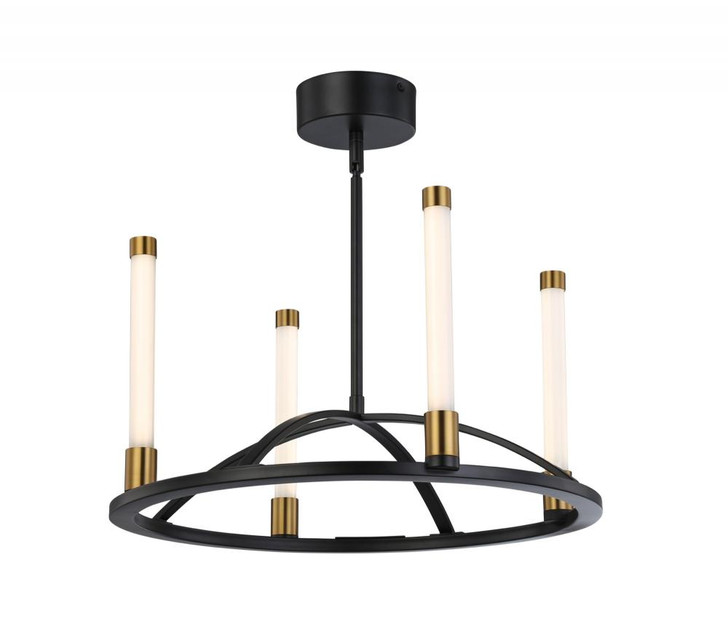 Infinit Chandelier, 4-Light, LED, Matte Black & Brass, 21"W (SC13084BB 340432JN)