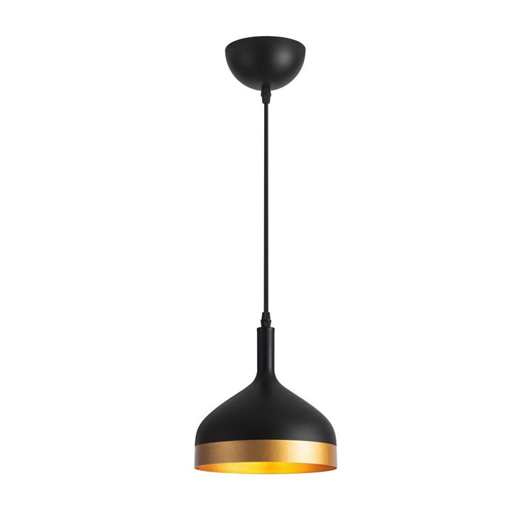 Dash Pendant, 1-Light, Black & Gold, Black Shade, 8"W (SC13351BK 340432KL)