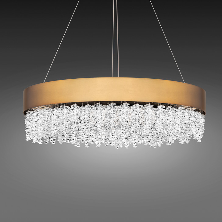Soleil Linear Pendant, Integrated LED, Aged Brass, Clear Optic Crystal (S3526-700O 1JD53L)