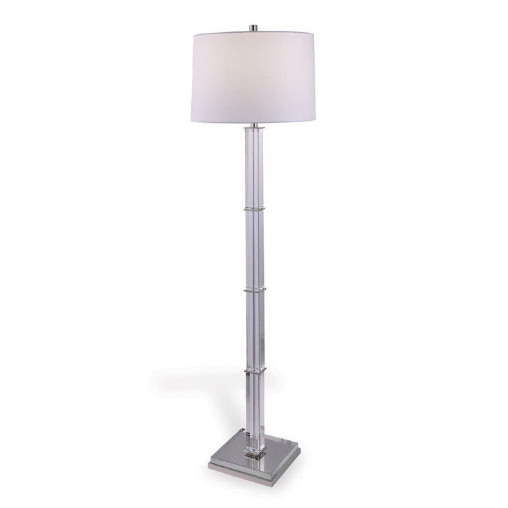Blake Floor Lamp, 1-Light, Clear, Nickel, Off-White Shade, 63"H (LPBS-128-03 YUU704X6HQ)