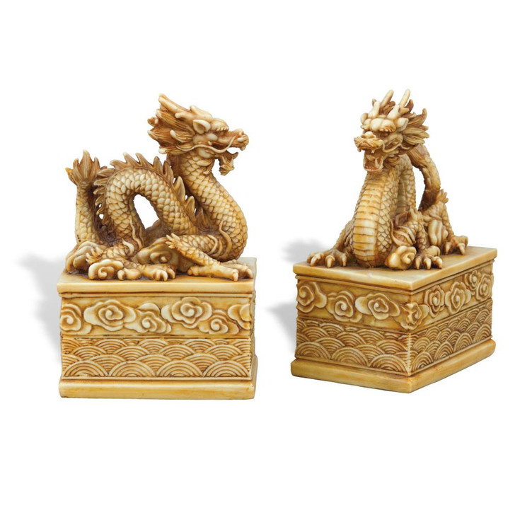 Dragon Bookend, Set of 2, Antique Ivory, 5.5"W (ACFM-101-04 YUU704X6JP)