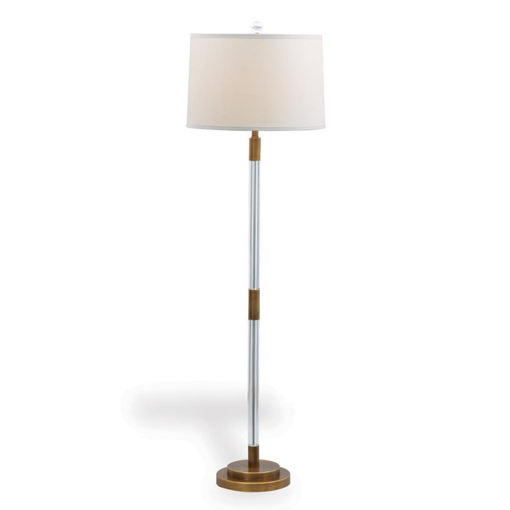 Maxwell Floor Lamp, 1-Light, Clear Crystal, Aged Brass, Beige Shade, 64"H (LPBS-253-02 YUU704X7HU)