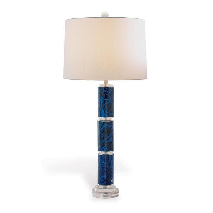 Malachite Table Lamp, 1-Light, Blue Malachite, Clear Lucite Base, Off-White Shade, 34"H (LPAS-398-01 YUU704X7HN)