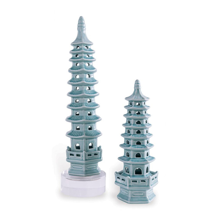 Pagoda Sculpture, Set of 2, Celadon, 4.5"W (ACFM-345-06 YUU704X7JG)