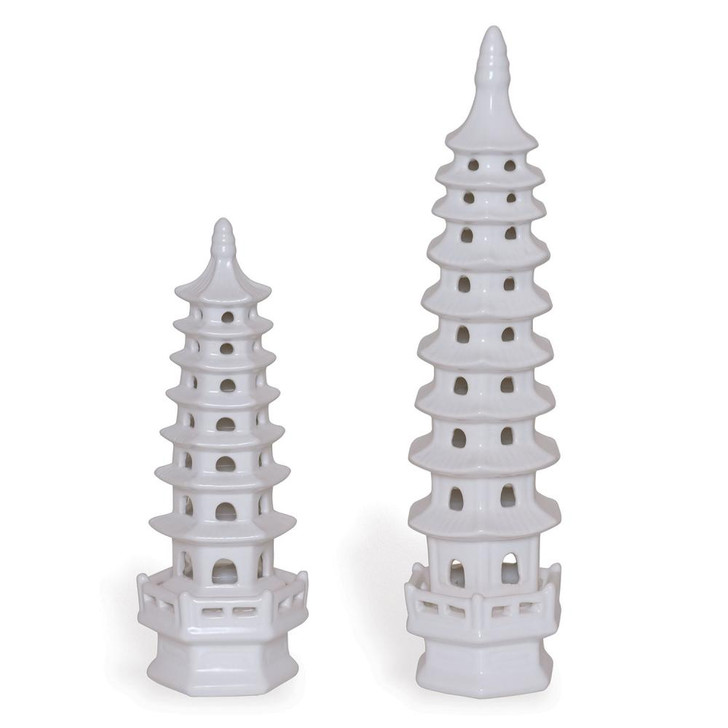 Pagoda Sculpture, Set of 2, Cream, 4.5"W (ACFM-345-01 YUU704X7JA)