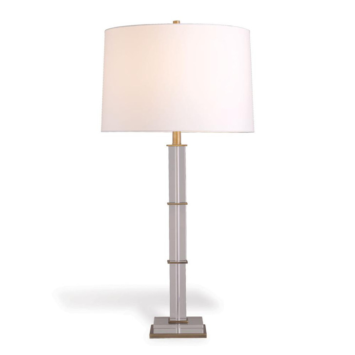 Metro Table Lamp, 1-Light, Clear, Aged Brass, Off-White Shade, 36"H (LPAS-383-02 YUU704X7J0)