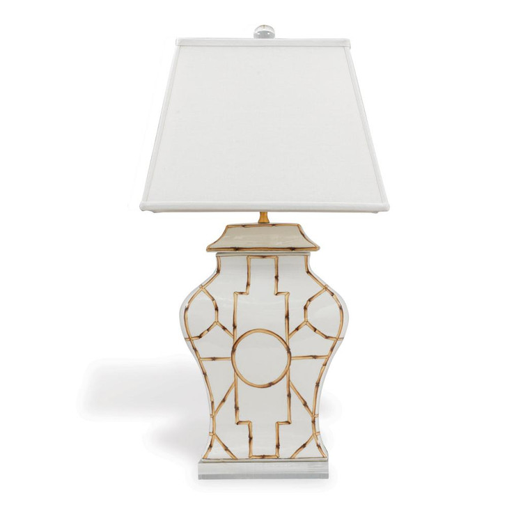 Scalamandre Baldwin Table Lamp, 1-Light, White, Brass, Lucite Base, Eggshell Shade, 33"H (LPAS-223-12 YUU704X8F8)