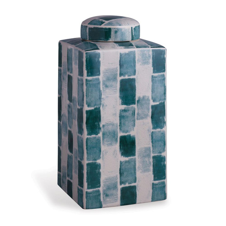Scalamandre Celadon Tile Tea Caddy, Emerald, White, 6"W (ACAS-392-02 YUU704X8FD)