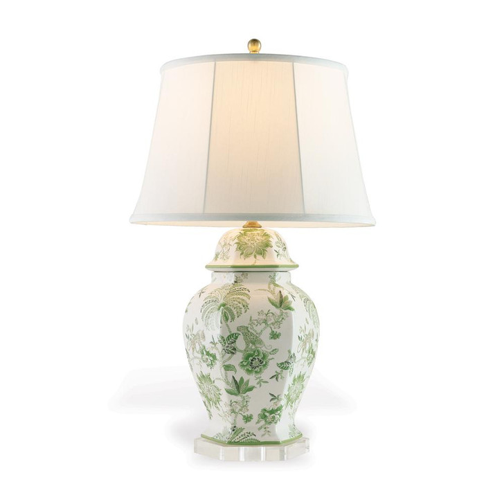 Williamsburg Braganza Table Lamp, 1-Light, Green, Lucite Base, Off-White Shade, 28"H (LPAS-330-03 YUU704X8HD)