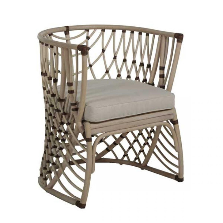 Ashley Dining Chair, Natural Rattan, Black Rattan, Herringbone Linen, 31"H (SCH-160050 YUU6003Q8Y)