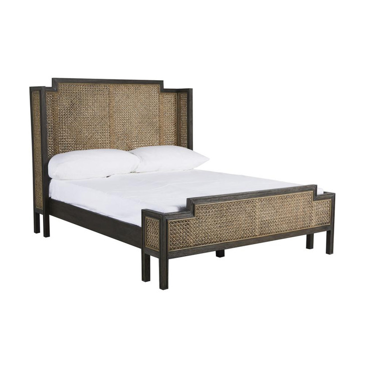 Camille Panel Bed, King, Natural Gray Rattan, Cerused Ash, 83.25"W (SCH-169350 YUU6003Q9C)