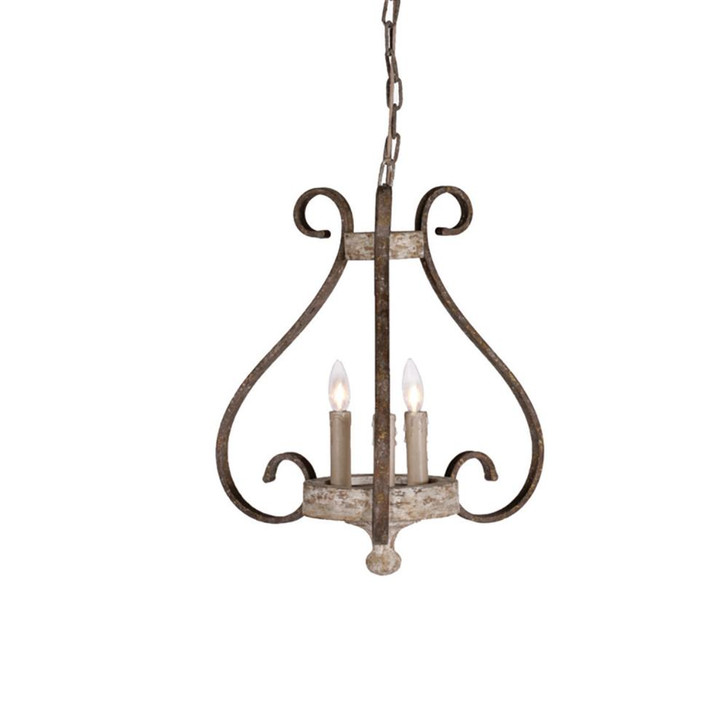 Edith Chandelier, 3-Light, Chipped White, Rust, 18.5"W (SCH-550460 YUU6003QAM)