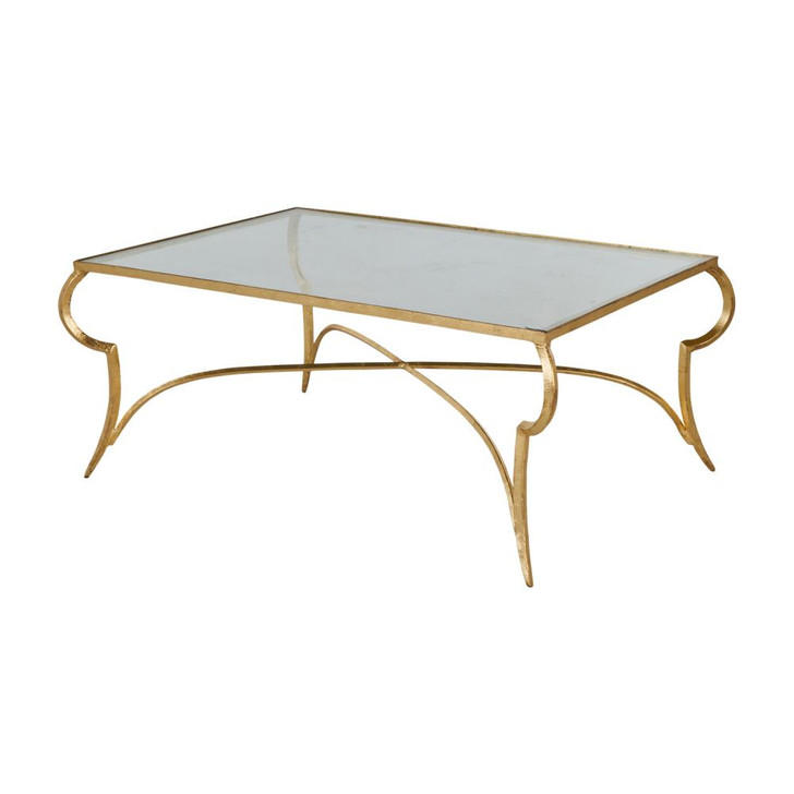 Evelina Coffee Table, Gold Leaf, Tempered Glass Top, 42"W (SCH-169175 YUU6003QAY)