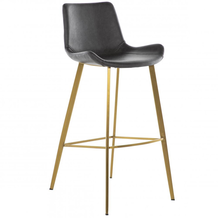 Hines Bar Stool, Dark Charcoal Brown, Brushed Gold, 40.2"H (SCH-192300 YUU6003R7W)