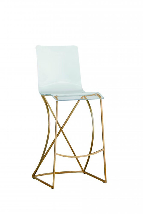 Johnson Bar Stool, Clear Acrylic, Antique Gold, 45.5"H (SCH-151340 YUU6003R8F)